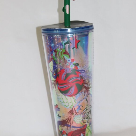 Starbucks Holiday Christmas 2023 Venti Tumbler Cup Reuseable Flower Straw NWT - Picture 4 of 8